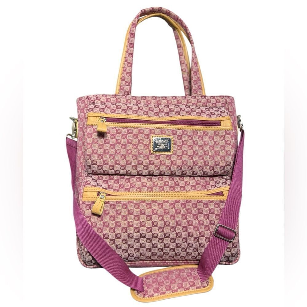 Liz Claiborne Randa luggage carry-on bag tote purple tan